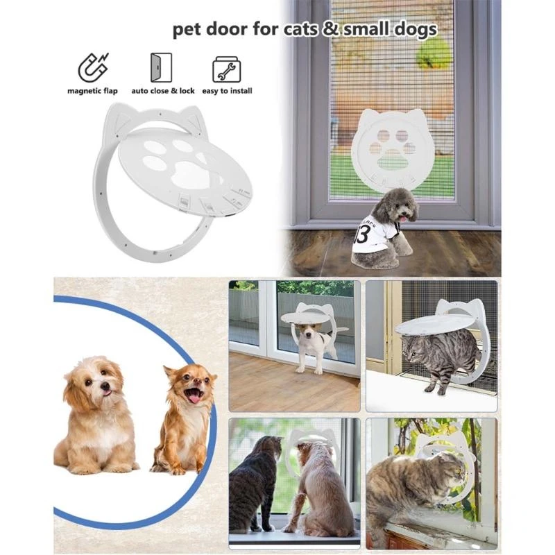 Pet Screen Door Magnetic Self-Closing Small Dogs and Cats Door with Locking Function for Screen Door, Window and Porch