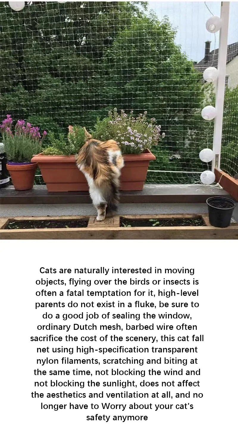 Cat Net Pet Protective Cover Floating Window Mesh Plastic Nylon Steel Wire Grid Garden Balcony Safety Fall Prevention Netting