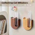 1pc Cat Whisker Vase Pet Whisker Vase Fridge Magnet Wooden And Glass Pet Hair Beard Collector Pets Souvenir Gift Home Decor