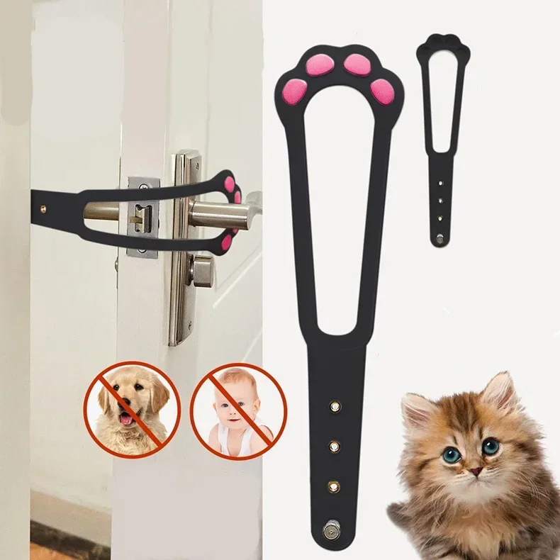 Cat Door Holder Latch Adjustable Dog Door Stopper Elastic Gate Lock Flex Latch Strap Keep Dog Out From Entering Pet Gate Supply