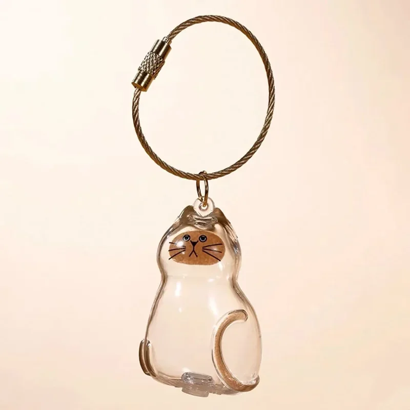 Ginger Cat Keychain Pendant Backpack Siamese Calico Hair Storage Box Hanging Pet Grooming Souvenir Travel Accessory