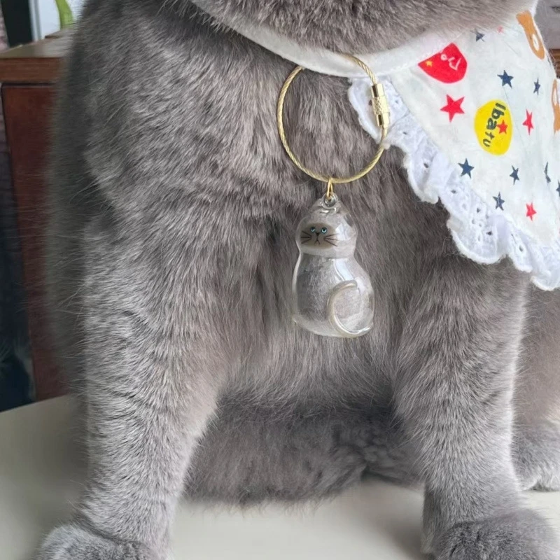 Ginger Cat Keychain Pendant Backpack Siamese Calico Hair Storage Box Hanging Pet Grooming Souvenir Travel Accessory