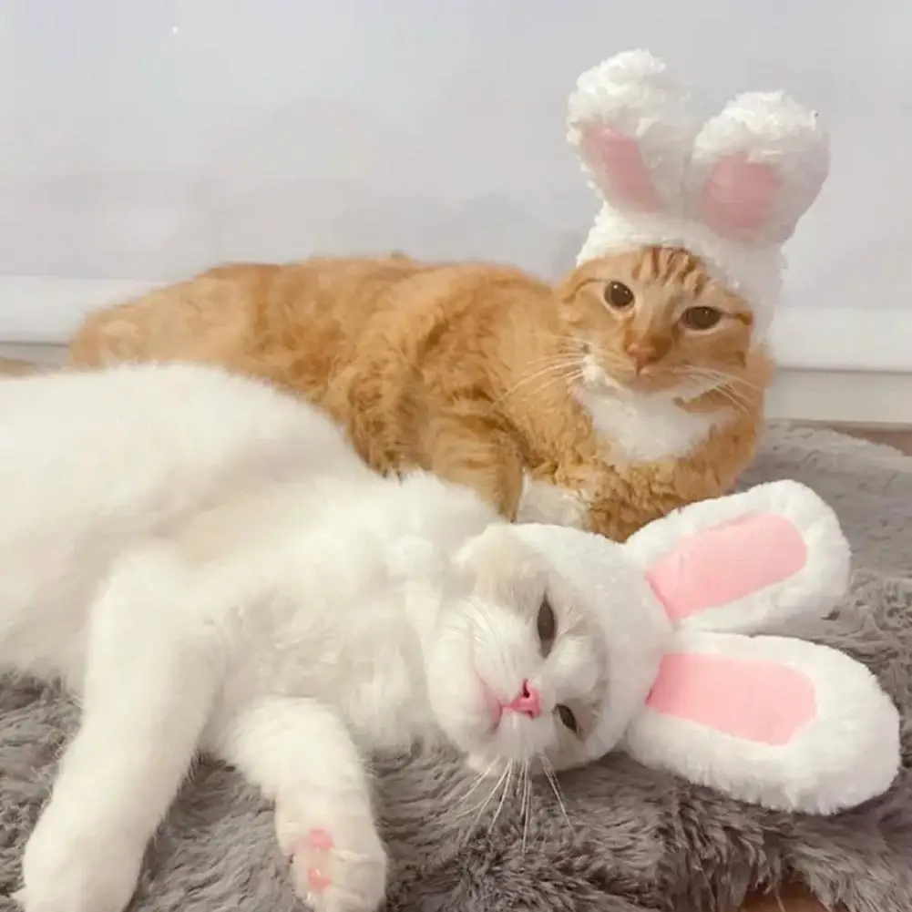 Cat Decorative Pet Products New Warm Cat Head Cover Plush Cat Lamb Clothes Accessories Hat Rabbit Hat Pet Ear C2V9