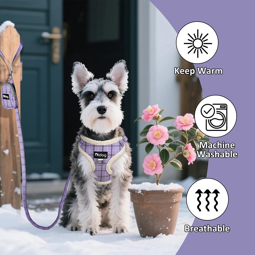 Breathable Dog Harness Leash Bag Set Winter Warm Dog Fur Harnesses Vest Pet Walking Rope With Garbage Bag for Small Medium Dogs Breathable Dog Harness Leash Bag Set Winter Warm Dog Fur Harnesses Vest Pet Walking Rope With Garbage Bag for Small Medium Dogs