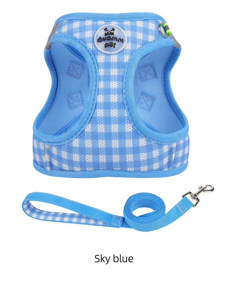 Checked Harness Small Medium-Sized Dog Cat Reflective Breathable Dog Lead Teddy Step In Bichon Pet Walking Harness Leash Rope