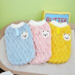 Winter Cat Dog Clothes with Buckle Sweet Bear Print Pet Plush Sweater for Small Dogs Pomeranian Chihuahua Puppy Button Jacket - Image 3