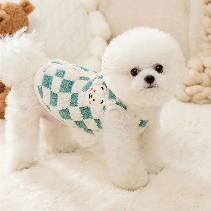Winter Cat Dog Clothes with Buckle Sweet Bear Print Pet Plush Sweater for Small Dogs Pomeranian Chihuahua Puppy Button Jacket Winter Cat Dog Clothes with Buckle Sweet Bear Print Pet Plush Sweater for Small Dogs Pomeranian Chihuahua Puppy Button Jacket