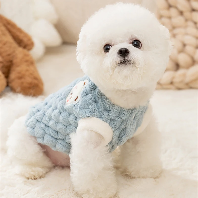 Winter Cat Dog Clothes with Buckle Sweet Bear Print Pet Plush Sweater for Small Dogs Pomeranian Chihuahua Puppy Button Jacket Winter Cat Dog Clothes with Buckle Sweet Bear Print Pet Plush Sweater for Small Dogs Pomeranian Chihuahua Puppy Button Jacket