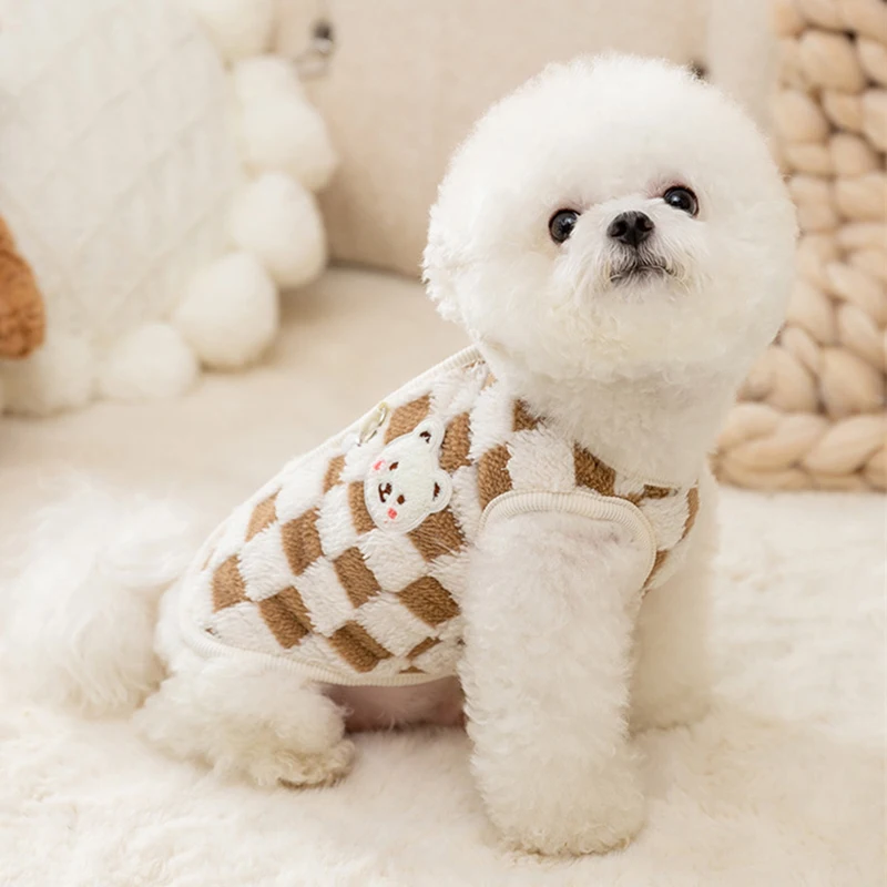Winter Cat Dog Clothes with Buckle Sweet Bear Print Pet Plush Sweater for Small Dogs Pomeranian Chihuahua Puppy Button Jacket Winter Cat Dog Clothes with Buckle Sweet Bear Print Pet Plush Sweater for Small Dogs Pomeranian Chihuahua Puppy Button Jacket