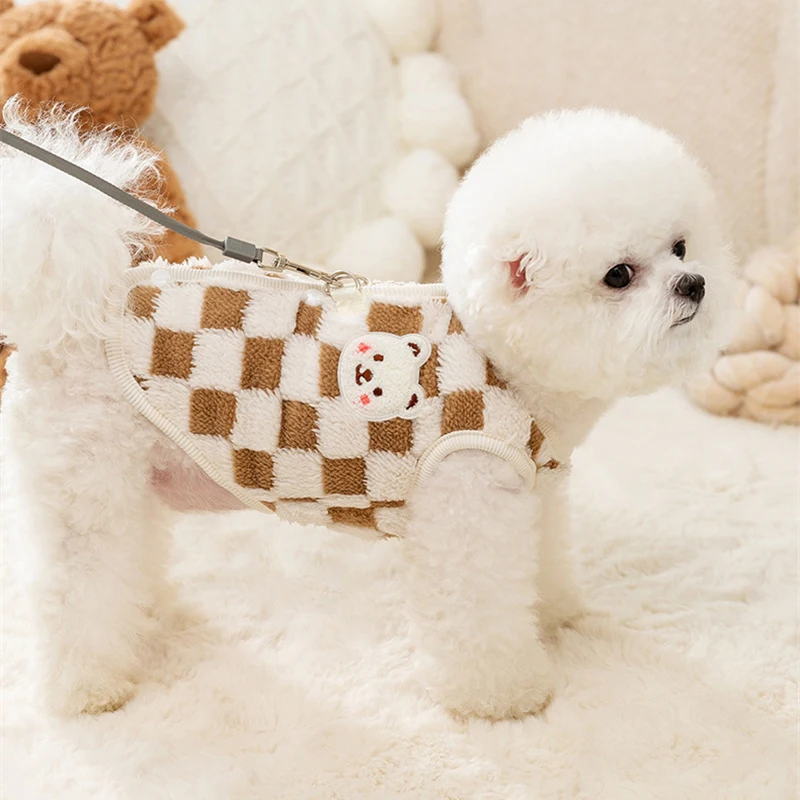 Winter Cat Dog Clothes with Buckle Sweet Bear Print Pet Plush Sweater for Small Dogs Pomeranian Chihuahua Puppy Button Jacket Winter Cat Dog Clothes with Buckle Sweet Bear Print Pet Plush Sweater for Small Dogs Pomeranian Chihuahua Puppy Button Jacket