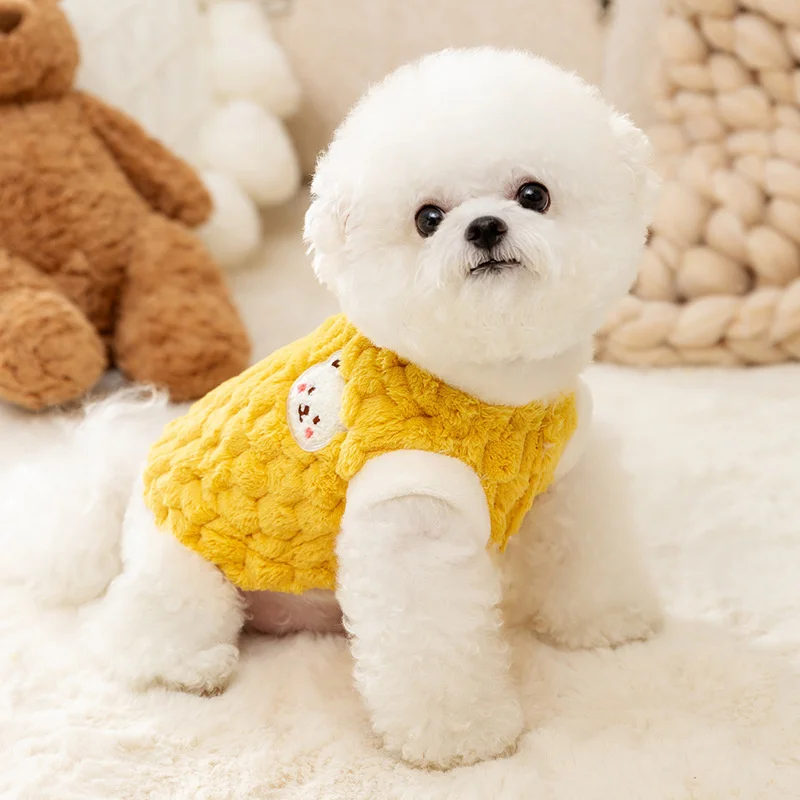 Winter Cat Dog Clothes with Buckle Sweet Bear Print Pet Plush Sweater for Small Dogs Pomeranian Chihuahua Puppy Button Jacket Winter Cat Dog Clothes with Buckle Sweet Bear Print Pet Plush Sweater for Small Dogs Pomeranian Chihuahua Puppy Button Jacket