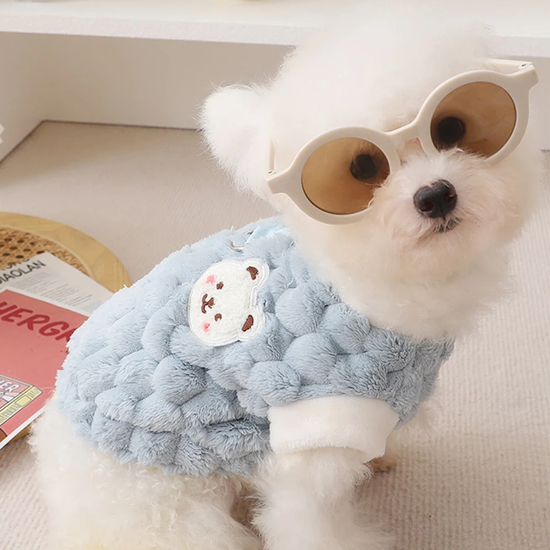 Winter Cat Dog Clothes with Buckle Sweet Bear Print Pet Plush Sweater for Small Dogs Pomeranian Chihuahua Puppy Button Jacket Winter Cat Dog Clothes with Buckle Sweet Bear Print Pet Plush Sweater for Small Dogs Pomeranian Chihuahua Puppy Button Jacket