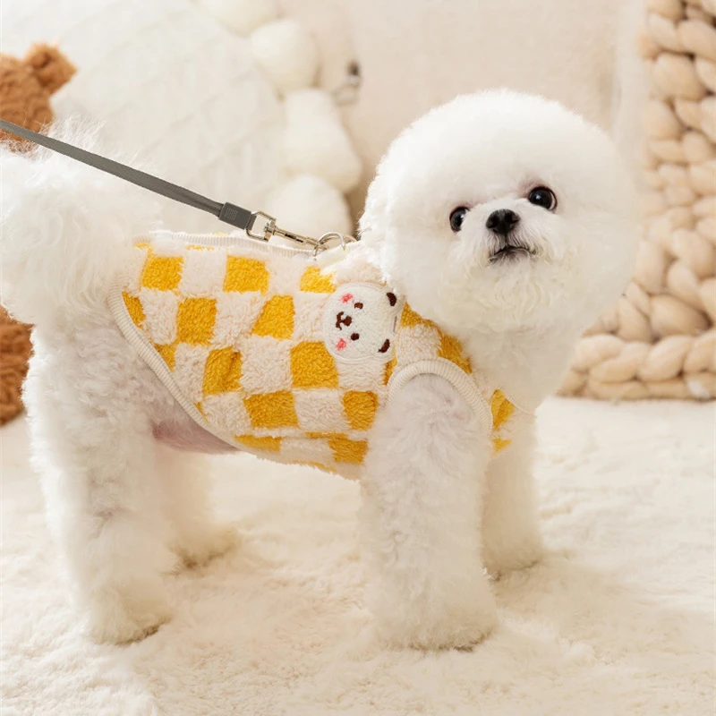 Winter Cat Dog Clothes with Buckle Sweet Bear Print Pet Plush Sweater for Small Dogs Pomeranian Chihuahua Puppy Button Jacket Winter Cat Dog Clothes with Buckle Sweet Bear Print Pet Plush Sweater for Small Dogs Pomeranian Chihuahua Puppy Button Jacket