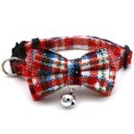 Pet Breakaway Cat Collar Bow Tie And Bell Cute Plaid Christmas Red Elastic Adjustable Dog Collar With Sash Small Bell For Cats - Image 4