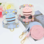 Adjustable H-Shape Cat Leash Outdoor Walking Harness with Cartoon Design Durable Pet Belt Set for Cats And Dogs Bee Pattern - Image 3