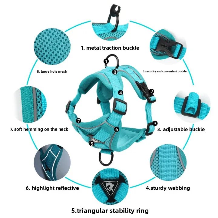 Fashion Reflective Cat Harness and Leash Sets Breathable Mesh Pet Harnesses for Small Dogs Cats Kitten Accessories Collier Chat