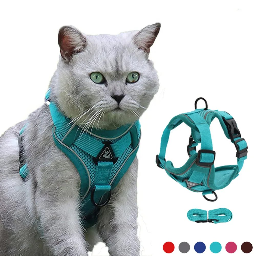 20401-0qyhkz.jpg Cat Harness Escape Proof Breathable Cat Harness and Leash for Walking Outdoor Easy Control Pet Dog Cat Leash Reflective Harness - Image 1