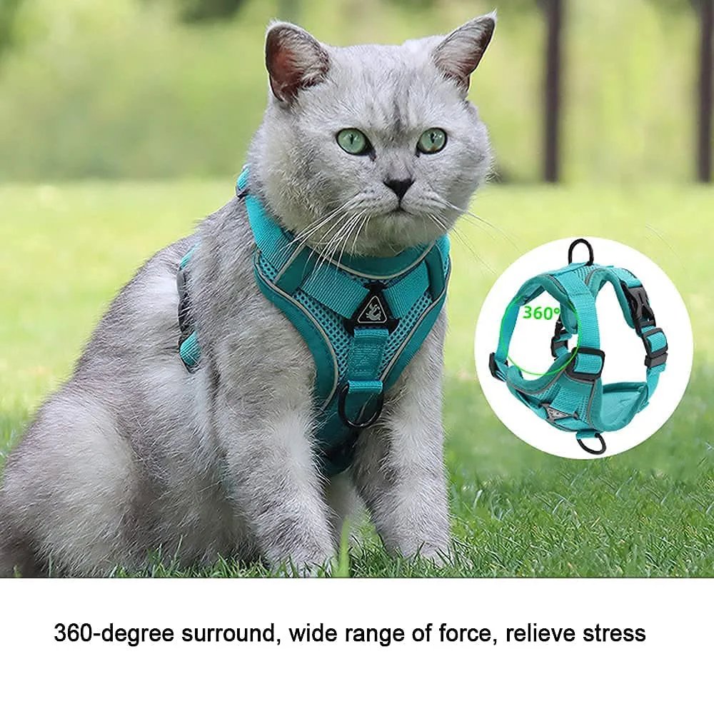 Cat Harness Escape Proof Breathable Cat Harness and Leash for Walking Outdoor Easy Control Pet Dog Cat Leash Reflective Harness Cat Harness Escape Proof Breathable Cat Harness and Leash for Walking Outdoor Easy Control Pet Dog Cat Leash Reflective Harness