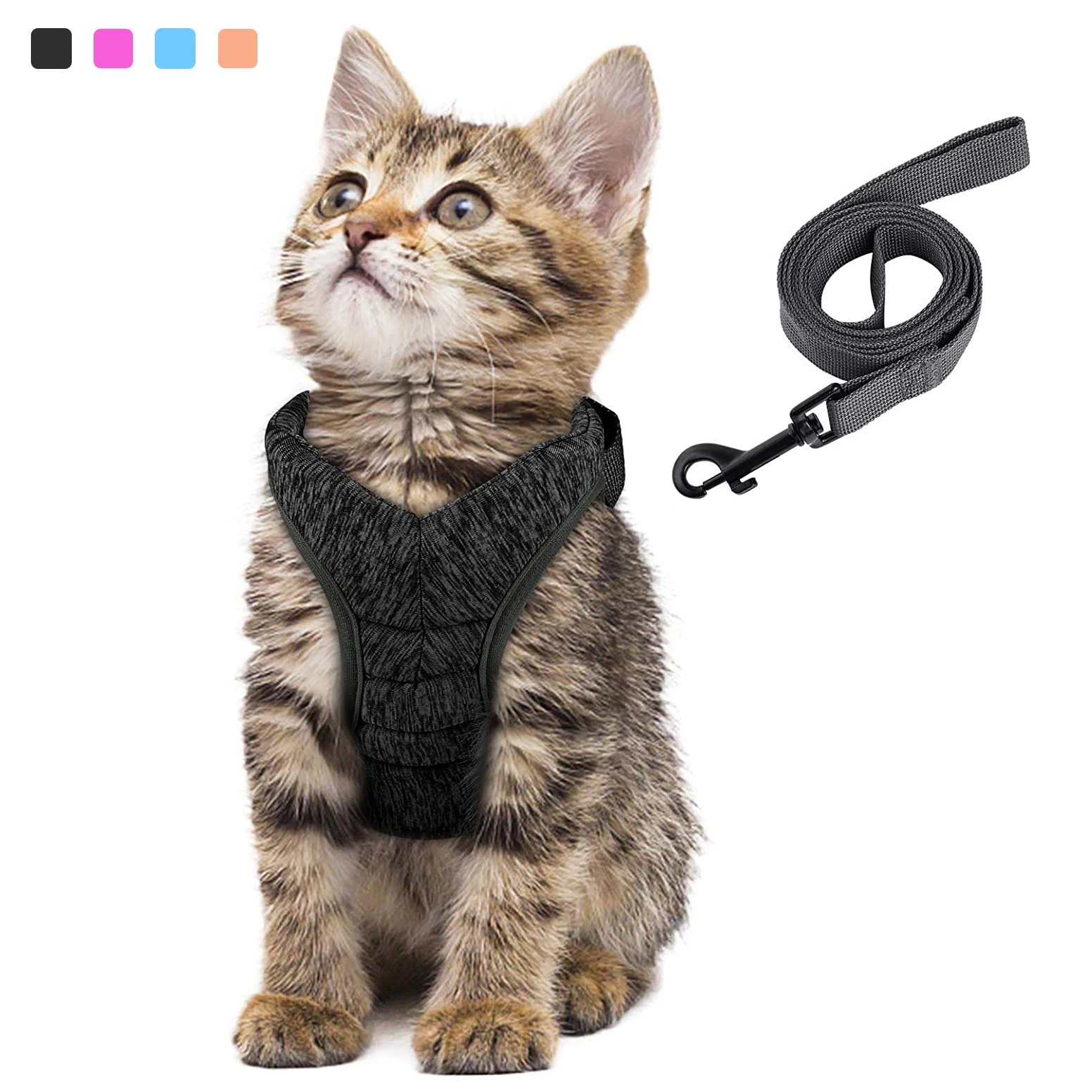 20427-mutwnm.jpg Adjustable Anti-Escape Small Cat Belt Kitten Harness Light Breathable Soft Pet Vest Wiring Harness Traction Belt Kitten Walking - Image 1