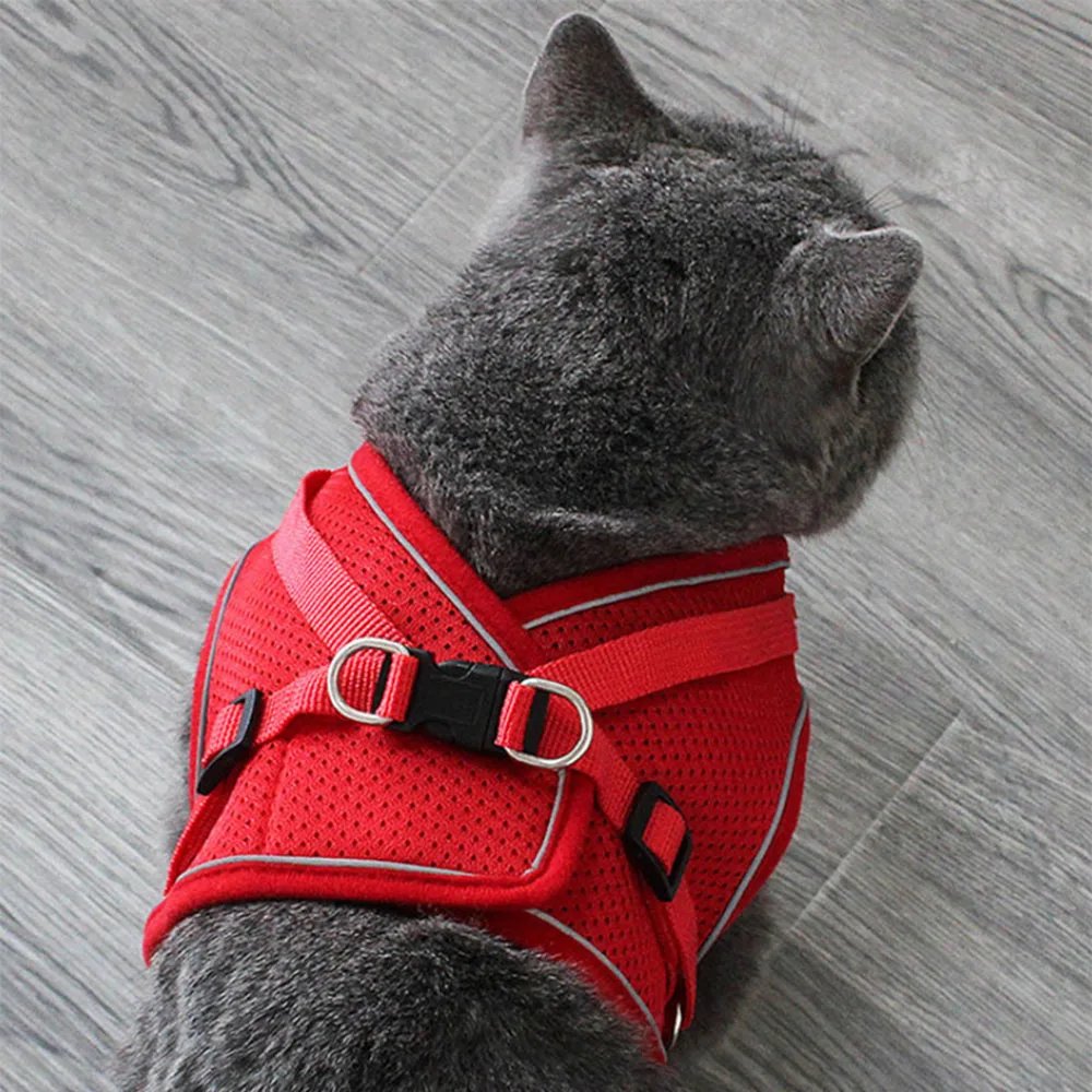 Adjustable Breathable Pet Dog Cat Harness and Leash Escape Proof Cat Vest Harness Puppy Dog Kitten Leads Reflective Cat Collar Adjustable Breathable Pet Dog Cat Harness and Leash Escape Proof Cat Vest Harness Puppy Dog Kitten Leads Reflective Cat Collar