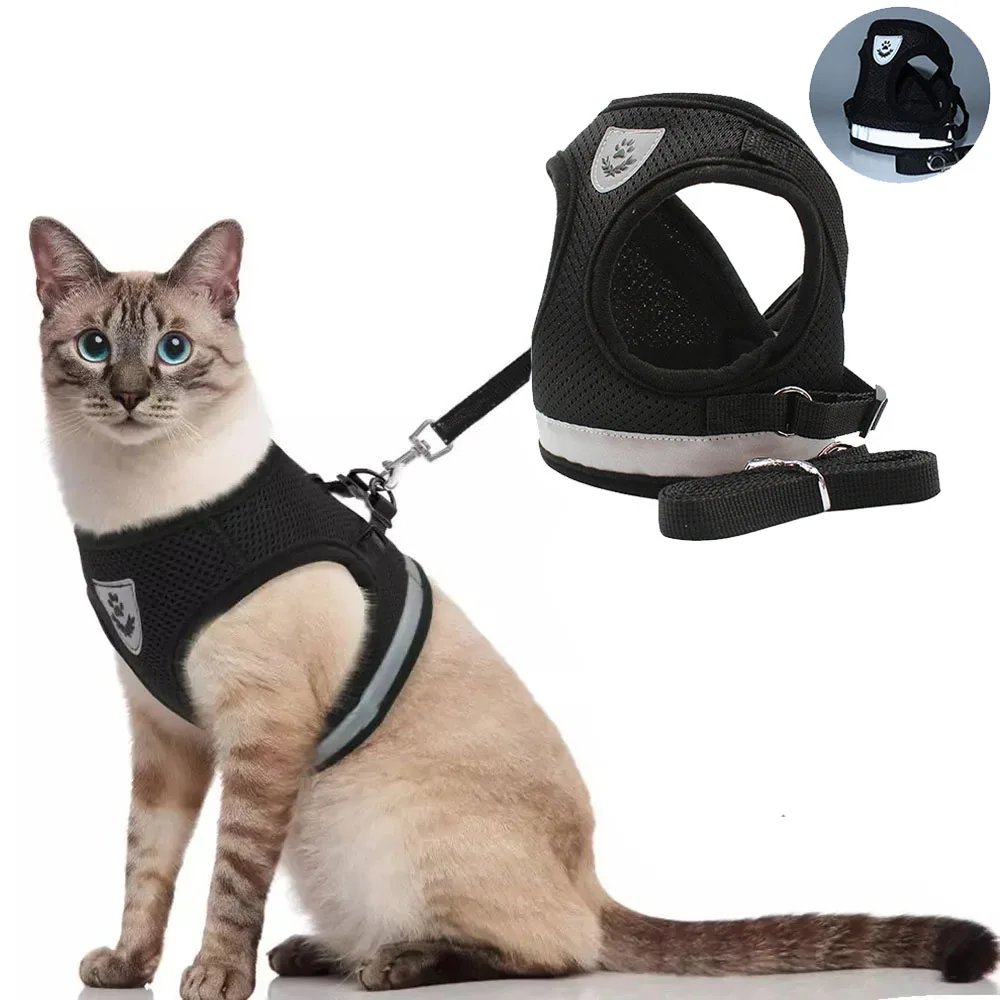 Adjustable Breathable Pet Dog Cat Harness and Leash Escape Proof Cat Vest Harness Puppy Dog Kitten Leads Reflective Cat Collar Adjustable Breathable Pet Dog Cat Harness and Leash Escape Proof Cat Vest Harness Puppy Dog Kitten Leads Reflective Cat Collar