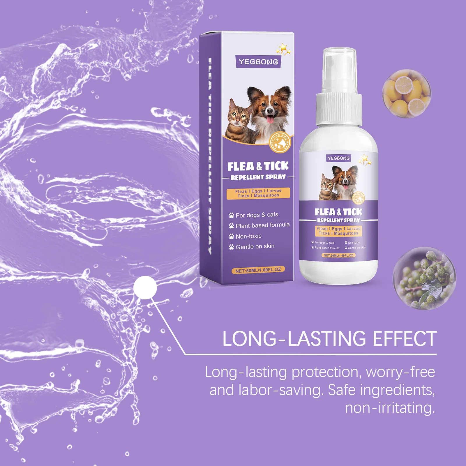 Pet Flea Repellent Spray Effectively Removing Fleas Ticks Relieve Skin Itching Natural Ingredients Non Irritating Pet Pest Spray