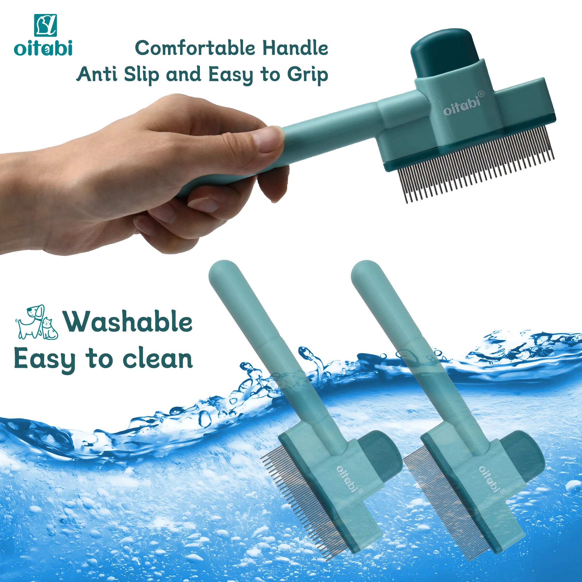 Oitabi 1/2PCS Flea Comb for Dogs and Cats with Release Button Fine Tooth Dog Comb for Pet Hair Removal, Cleaning Remove Fleas Eg Oitabi 1/2PCS Flea Comb for Dogs and Cats with Release Button Fine Tooth Dog Comb for Pet Hair Removal, Cleaning Remove Fleas Eg