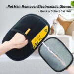 Pet Hair Remover Gloves Electrostatic for Cats Dogs, Reusable Washable Grooming Glove with 2-in-1 Lint Roller Brush - Safe Non-T - Image 4