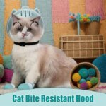 1Set Cat Muzzle Pet Grooming Cover Accessory Cat Anti Bite Anti Licking Space Hood Breathable Helmet with 4 Silicone Paw Shoes - Image 2