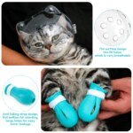 1/2Pcs Cat Muzzle Pet Grooming Cover Accessory Anti-bite Anti-Licking Cat Space Hood Breathable Helmet with 4 Silicone Paw Shoes - Image 3