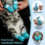 1/2Pcs Cat Muzzle Pet Grooming Cover Accessory Anti-bite Anti-Licking Cat Space Hood Breathable Helmet with 4 Silicone Paw Shoes - Image 4