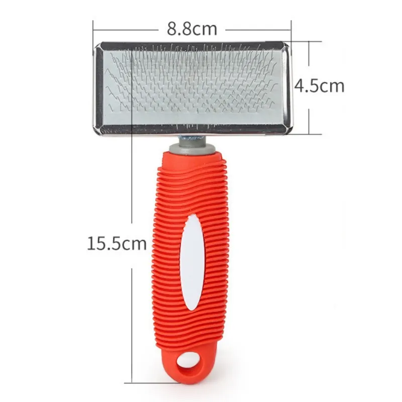 Cat Comb Silicone Cat Brush Massage Pet Hair Remover Stainless Steel Combs for Cats Pet Grooming Comfortable Handle Dog Brush
