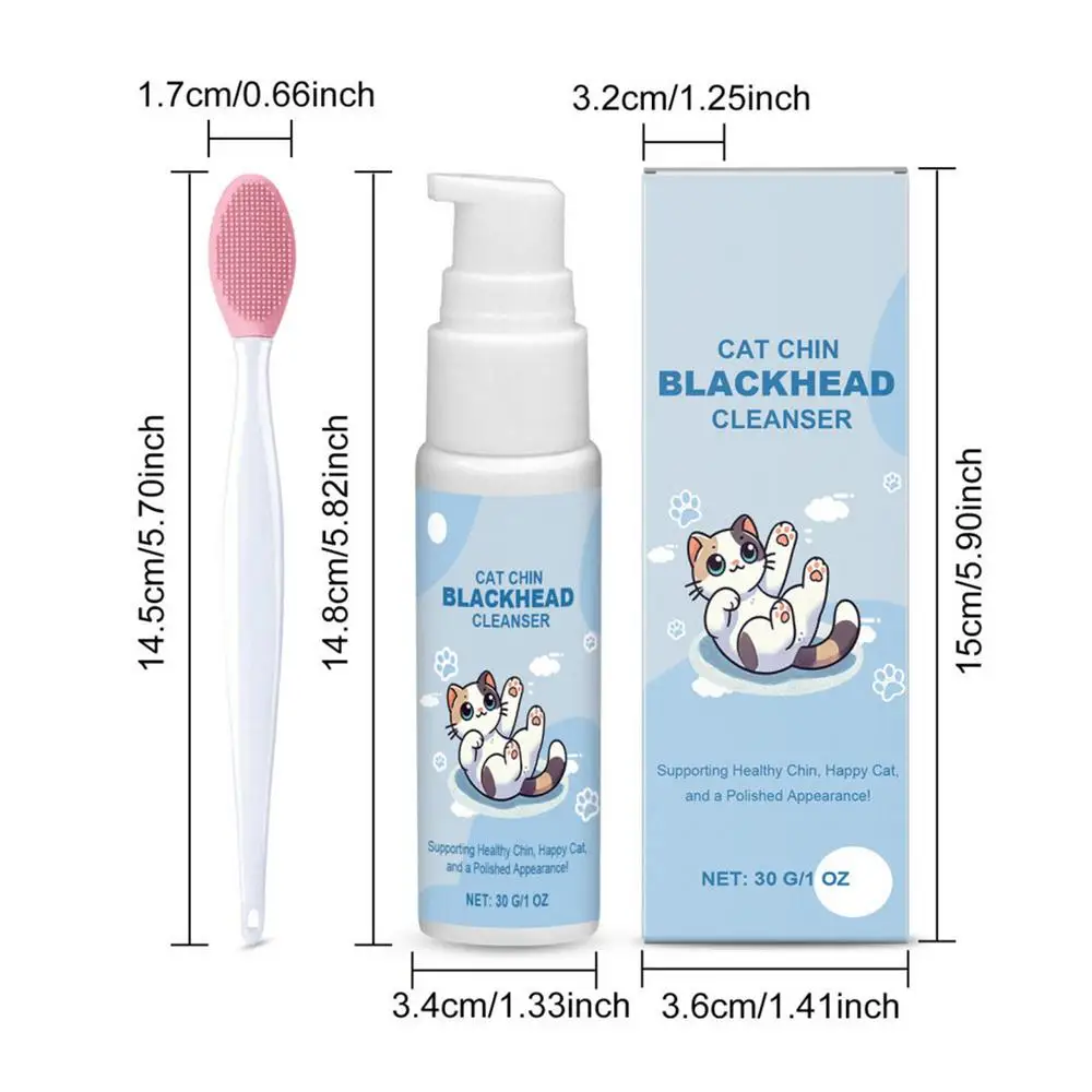 Cat Chin Cleaner 30g Blackhead Cleaning Lotion Pet Chin Acne Care Brush Dog Cat Grooming Supplies Tooth Stain Remover for Pets