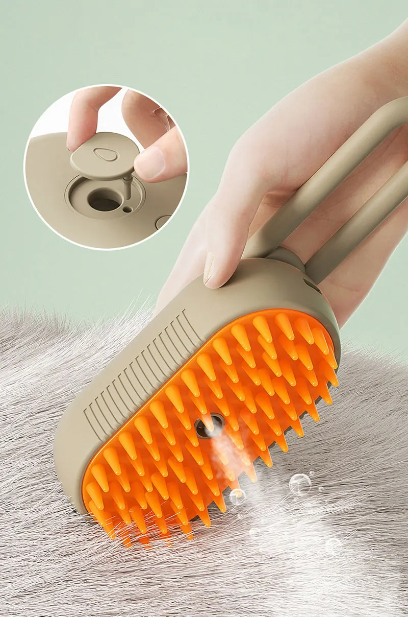 Steamy Brush Electric Spray Cat Hair Brush 3in1 Pet Hair Removal Tool 360° Rotating Handle Silicone Multifunctional Massage Comb Steamy Brush Electric Spray Cat Hair Brush 3in1 Pet Hair Removal Tool 360° Rotating Handle Silicone Multifunctional Massage Comb