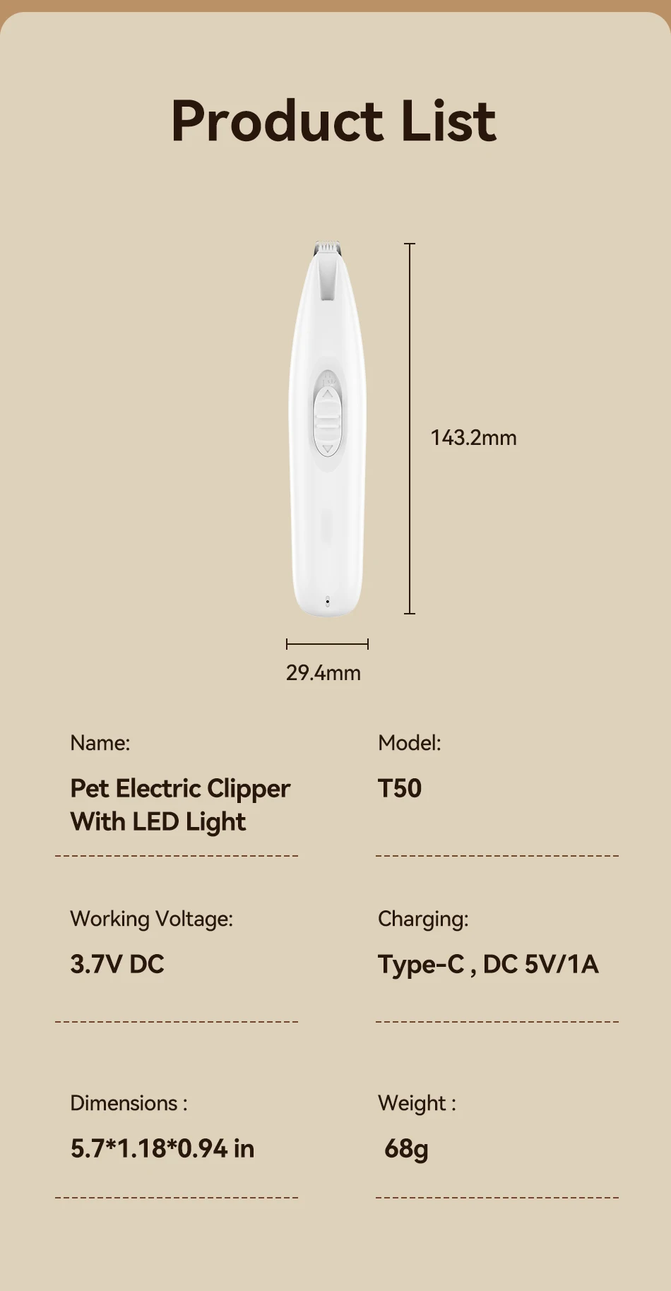 ROJECO Pet Electric Clipper For Cat Claw Foots Hair Trimmer With LED Light Rechargeable Dog Foot Haircut Shaver Grooming Supply ROJECO Pet Electric Clipper For Cat Claw Foots Hair Trimmer With LED Light Rechargeable Dog Foot Haircut Shaver Grooming Supply