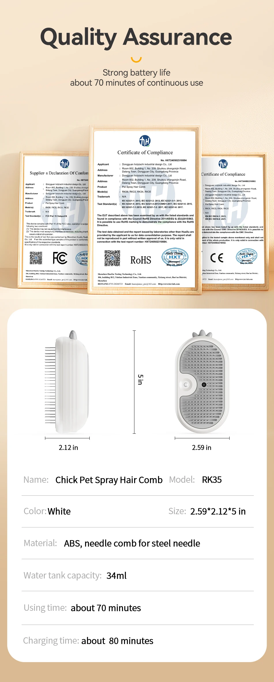 ROJECO Pet Steam Comb Cat Electric Spray Brushes for Dog Hair Removal Combs Pet Hair Grooming Tools Kitten Hair Removal Brushes ROJECO Pet Steam Comb Cat Electric Spray Brushes for Dog Hair Removal Combs Pet Hair Grooming Tools Kitten Hair Removal Brushes