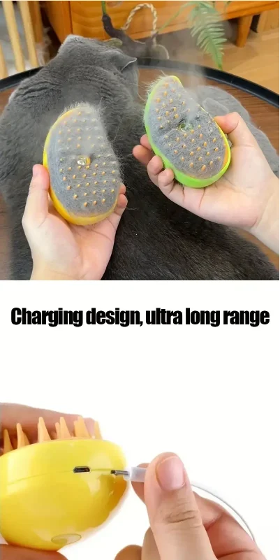 Steam hair removal brush electric spray cat hair brush three in one silicone brush used to massage pets remove floating hairs Steam hair removal brush electric spray cat hair brush three in one silicone brush used to massage pets remove floating hairs