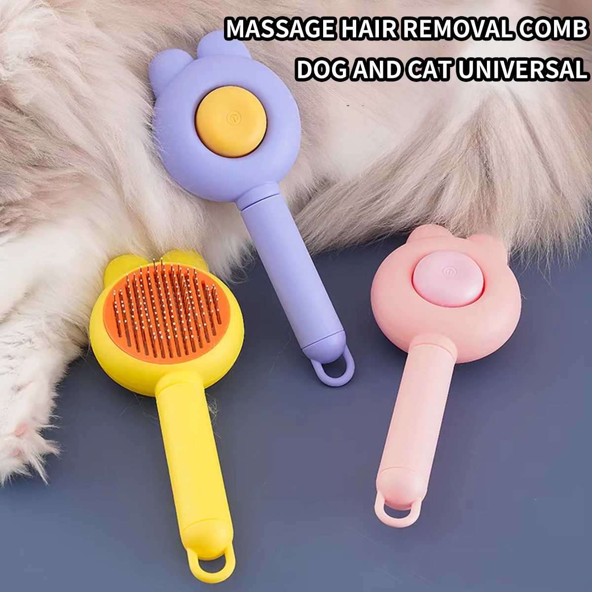 22272-u3idof.jpg Pet Hair Removal Cleaning Brushing Comb One Click Cat Comb Massage Pet Beauty Cat Dog Floating Hair Massage Pet Comb - Image 1