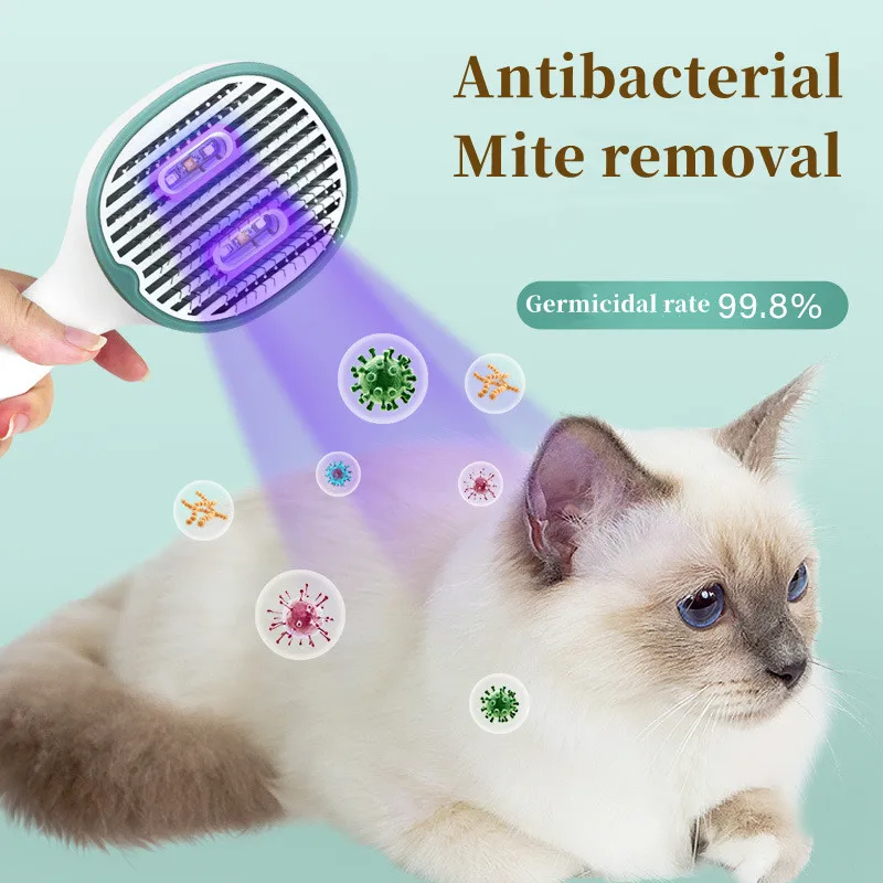Cat Comb Dog Hair Remover Brush UVC Sterilization Pet Grooming Slicker Needle Comb Removes Tangled Self Cleaning Pet Supplies Cat Comb Dog Hair Remover Brush UVC Sterilization Pet Grooming Slicker Needle Comb Removes Tangled Self Cleaning Pet Supplies