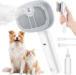 Hot Cat Brush with Steam Dog Spray Pet Steam Massage Brush Spray Hair Removal Comb Massage Steamer Comb for Long Hair Dogs Cats