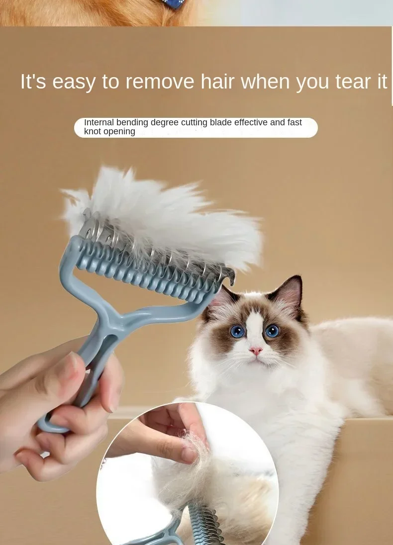 Cat Brush Pet Knot Comb 2 in 1 Dogs Cat Fur Knot Cutter Pets Hair Removal Comb Dog Grooming Shedding Tools Pet Cleaning Supplies