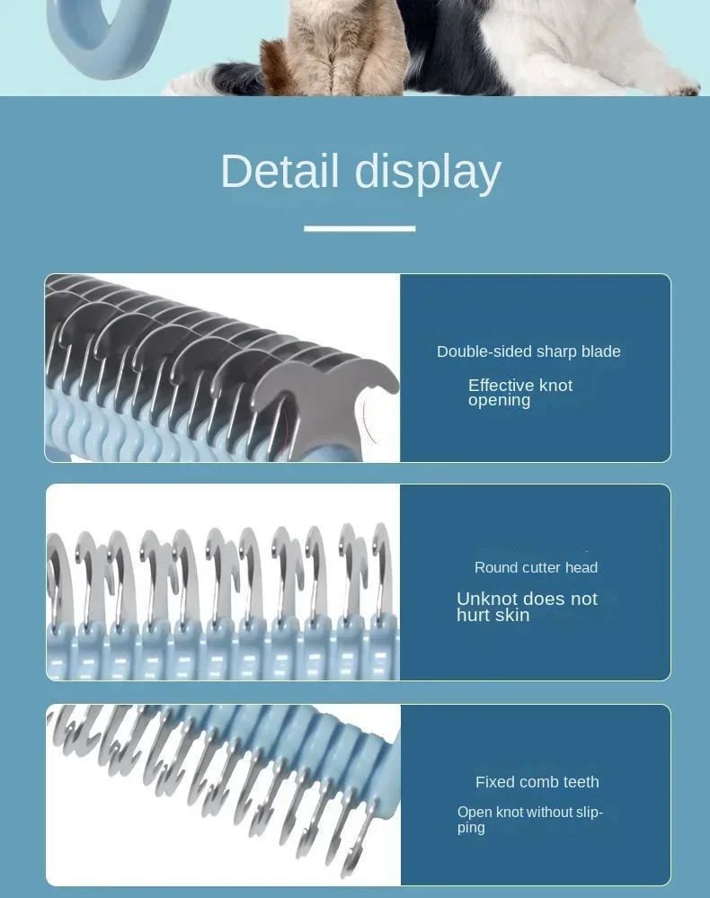 Cat Brush Pet Knot Comb 2 in 1 Dogs Cat Fur Knot Cutter Pets Hair Removal Comb Dog Grooming Shedding Tools Pet Cleaning Supplies