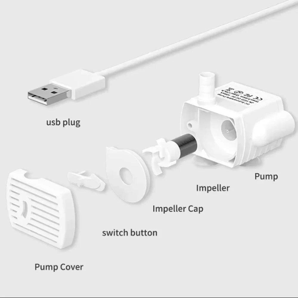 USB Replace Water Pump for Pet Cat Dog Water Fountain Pump Cat Water Dispenser Dog Water Dispenser Fish Tank Submersible Pump
