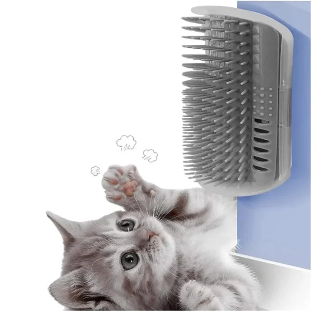 Cat Brush Comb Cat Toy with Catnip Cat Wall Brush Corner Cat Scratcher Massage Self Groomer Comb Pet Brush Corner cat scrubber