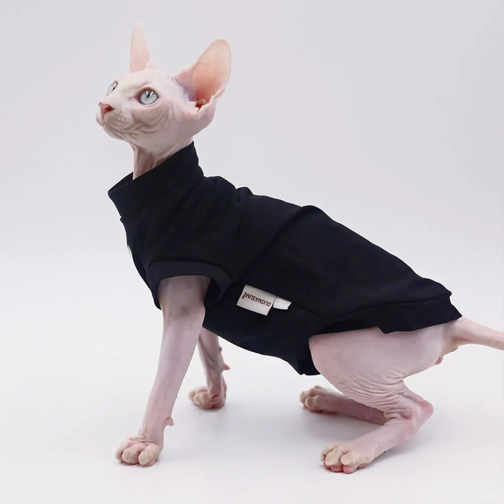 Cat Clothes for Sphynx Fashion Black Cotton Coat for Cat Striped Winter T-shirt For Devon Rex Soft cotton T-shirt Cat costume Cat Clothes for Sphynx Fashion Black Cotton Coat for Cat Striped Winter T-shirt For Devon Rex Soft cotton T-shirt Cat costume