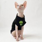 Cat Clothes for Sphynx Fashion Black Cotton Coat for Cat Striped Winter T-shirt For Devon Rex Soft cotton T-shirt Cat costume - Image 3