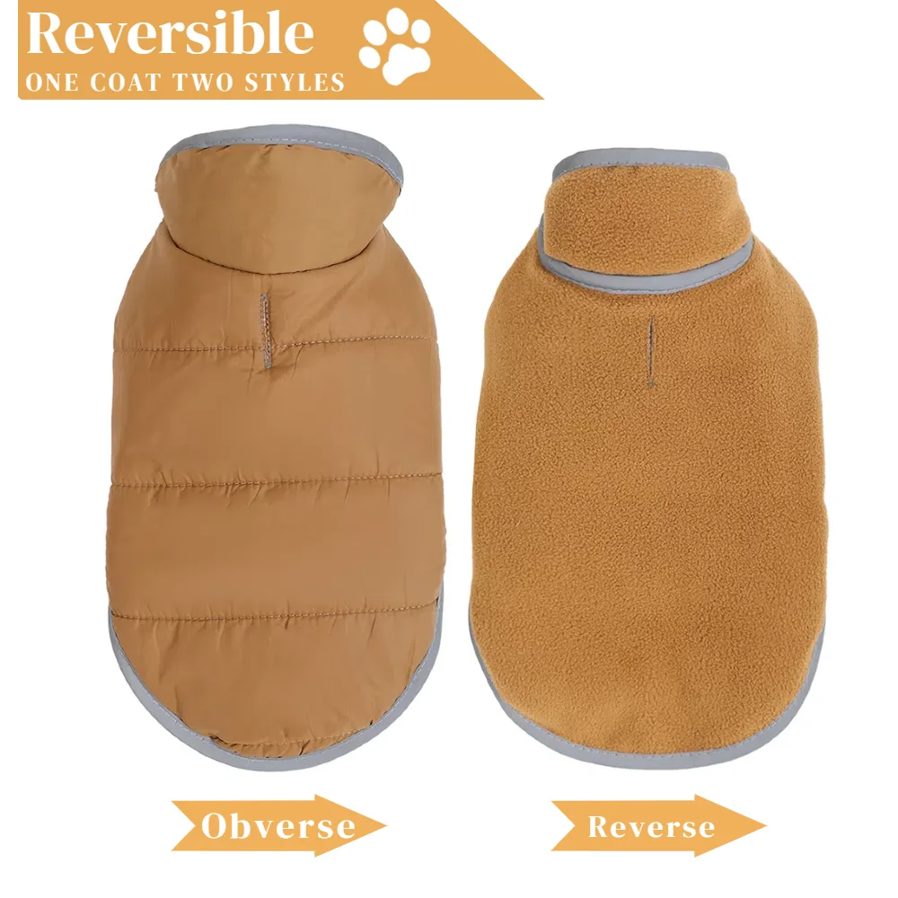 Fleece Warm Pet Clothes For Winter Reversible Cat Jacket With Leash Hole Reflective Waterproof Pets Coat For Puppy Cats Sphynx Fleece Warm Pet Clothes For Winter Reversible Cat Jacket With Leash Hole Reflective Waterproof Pets Coat For Puppy Cats Sphynx