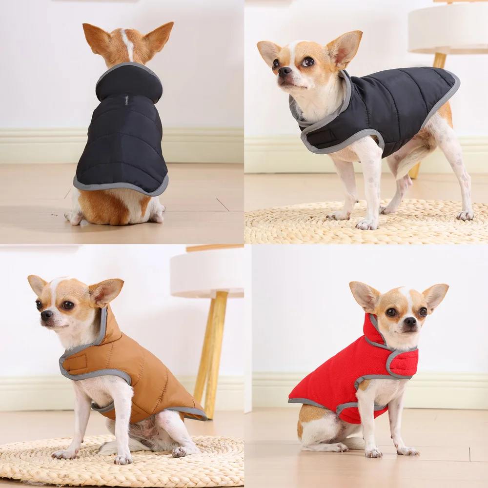 Reversible Cat Clothes For Small Medium Cats Dogs Winter Warm Fleece Cat Jacket Reflective Kitten Costume Sphynx Vest Pet Coat