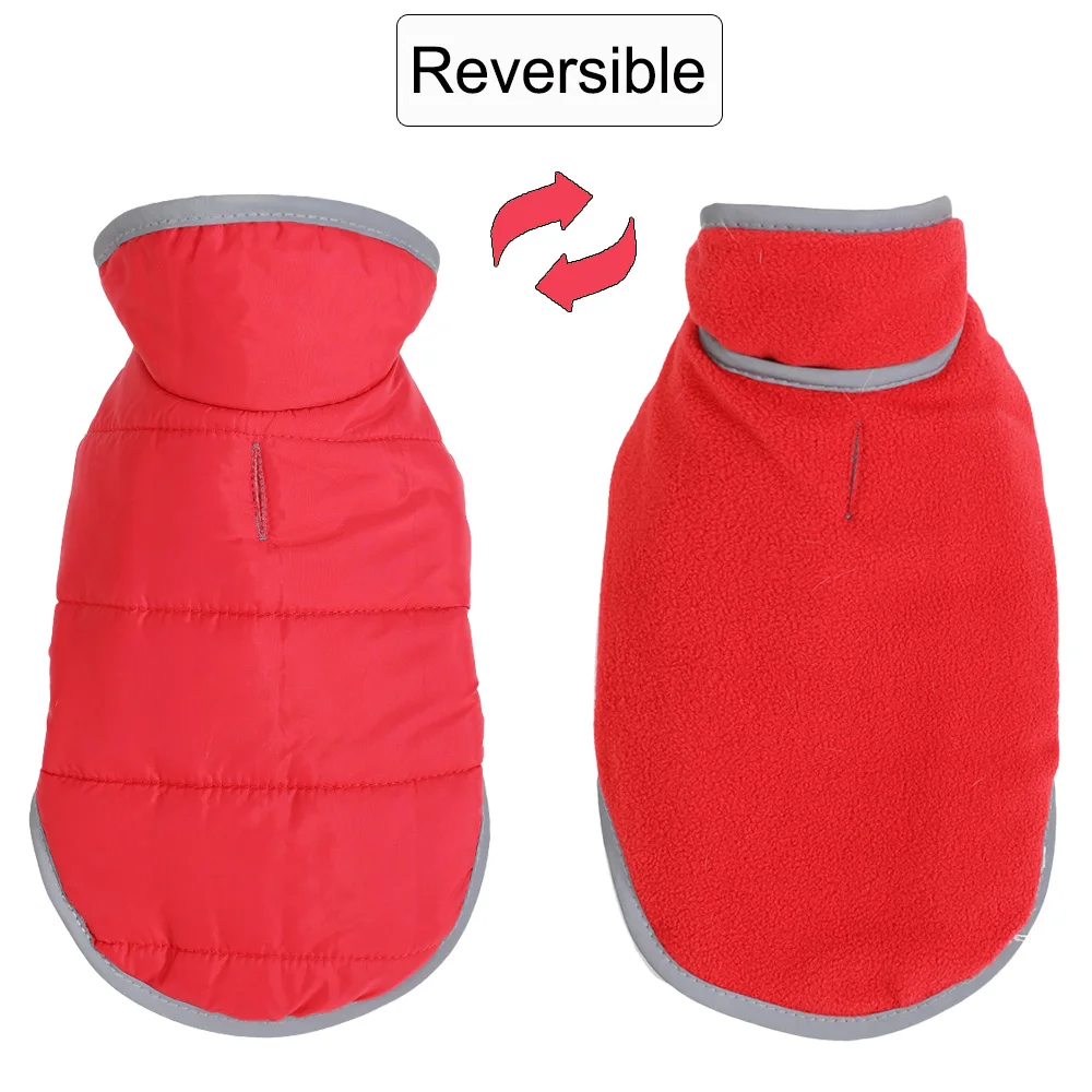 Reversible Cat Clothes For Small Medium Cats Dogs Winter Warm Fleece Cat Jacket Reflective Kitten Costume Sphynx Vest Pet Coat