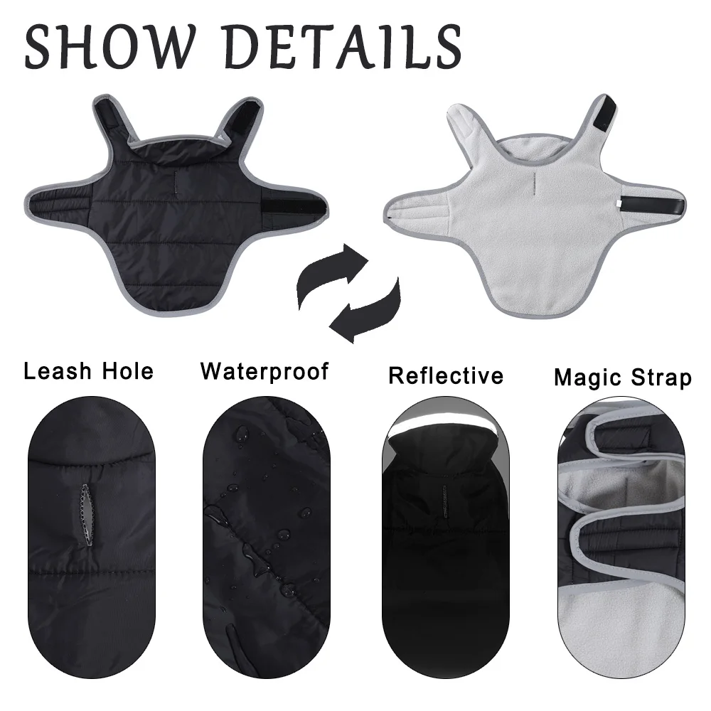 Reversible Cat Clothes For Small Medium Cats Dogs Winter Warm Fleece Cat Jacket Reflective Kitten Costume Sphynx Vest Pet Coat